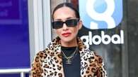 Myleene Klass shows off long legs in black hotpants & leopard print coat