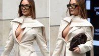 Chelsee Healey risks wardrobe malfunction with no bra in flimsy blazer