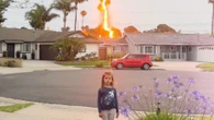 Moment lightning bolt strikes just metres from girl, 6, as screaming kids flee