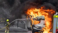 Blaze rips through van outside St Pancras station as passengers told AVOID area