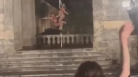Brits arrested for pole-dancing on historic site are NOT 'scrubbers', dad says