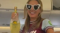 Watch Dani Dyer dance with booze on her flight to Ibiza for second hen do