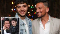 Peter Andre's son Junior is his double as they celebrate at his film premiere