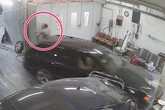 Horror moment mechanic's penis is CRUSHED by out-of-control car