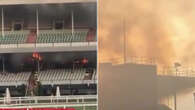 Historic racecourse erupts in flames as firefighters battle blaze