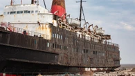 Inside abandoned cruise ship dubbed 'the fun boat' left to rot on UK beach