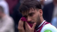 Lucas Paqueta appears to break down in tears after getting yellow card