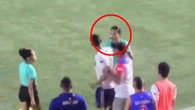 Shocking moment footballer slaps female referee after he's sent off