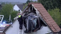 Boy, 7, fighting for life after car hits trampoline before smashing into house