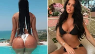 Yazmin Oukhellou shows off the result of her secret £3k BBL as she strips off