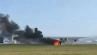 Moment blaze erupts after flying cars CRASH in rehearsals for China air show