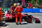 Hamilton crashes in Monaco causing red flag and leaving Ferrari a wreck