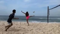 Bikini-clad Real Madrid Wag leaves fans shocked with crazy beach football skills