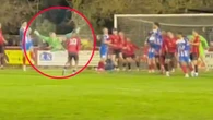 Non-league goalkeeper scores stunning SCISSOR KICK as commentator goes wild