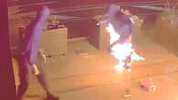 Moment bungling arsonist sets his own TROUSERS on fire & has to ditch them