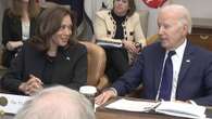 Moment Joe Biden tells Kamala Harris 'fire away' in live update on LA fires