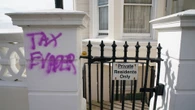 Angela Rayner's flat VANDALISED with graffiti calling her a 'tax evader'