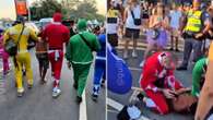 Bizarre moment cops dressed as Power Rangers arrest suspect at carnival