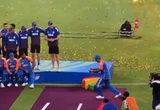 Bizarre moment India stars celebrate with invisible trophy after row
