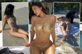 Kylie Jenner shows toned stomach and bare booty in tiny thong bikini