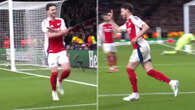 Declan Rice 'cancels' his celebration just seconds after scoring for Arsenal