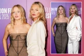Ellie Bamber poses with Kate Moss at premiere of movie where she plays model