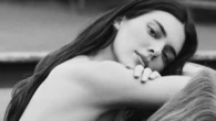 Kendall Jenner goes topless in just tiny shorts as she cuddles up to horse