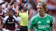 Konsa sent off for hauling Gordon to ground as Toon miss Isak