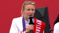 Moment England captain Williamson chokes back tears on stage at parade