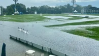 Iconic British cricket ground engulfed in water as flash floods wreak havoc