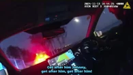 Moment driver leads cops on 80mph police chase before trying to flee on foot