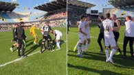 Moment Club Brugge star sparks mass brawl with controversial flag act