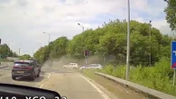 Moment speeding driver ploughs into car after running red but dodges jail