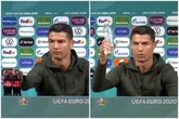 Watch Ronaldo remove Coke bottles at press conference and shout 'drink water'