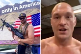 Fury vows to 'f***ing smash' Joshua as he poses with machine gun in Vegas