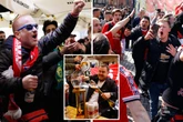 Man Utd fans in party spirit early with PLENTY of pints in rammed Gdansk bars