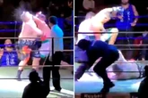 Astonishing moment boxer STAMPS on opponent's face after knocking him down