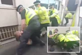Cop 'repeatedly punches' Man Utd fan on ground as 200 fan protest outside hotel