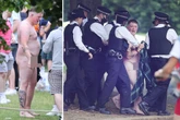 Naked Scotland footie fan led away by London cops ahead of England game
