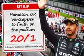 F1: 20/1 odds for Hamilton OR Verstappen to finish on the podium