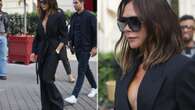 Victoria Beckham goes braless in racy plunging suit ahead of PFW show