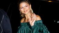 Zendaya shows some leg in green dress at screening of Dune: Part Two in NY