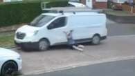 Horror moment dad is dragged along road by thief who stole van from driveway