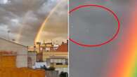 Moment UFOs appear in sky above Spain next to rainbow - before floods hit