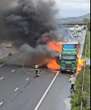 Major motorway completely closed in both directions over huge lorry fire