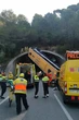 Two people trapped inside bus in Spain as dramatic pic shows flipped vehicle
