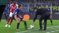 Arteta booked after trying to pick up ball while it's in play in bizarre scenes