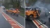 Watch driver's dangerous bid to beat traffic BACKFIRE and end in horror smash