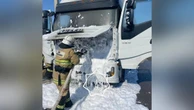 Грузовик с водителем загорелся в Шымкенте