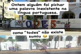 “Todes” pichado em praça de Cuiabá é apagado e prefeito vibra: “Sumiu”